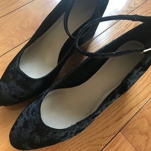 ASOS rounded toe velvet chunky kitten heel